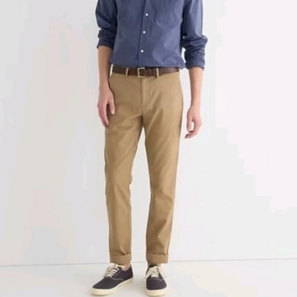 J.CREW‎ The Driggs 484 Slim Fit Khaki Straight Leg 5 Pocket Pants Men's SZ 35×32